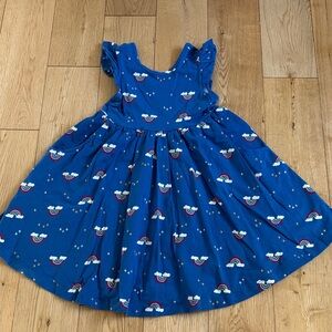 Hanna Andersson Blue Dress with Rainbow Pattern